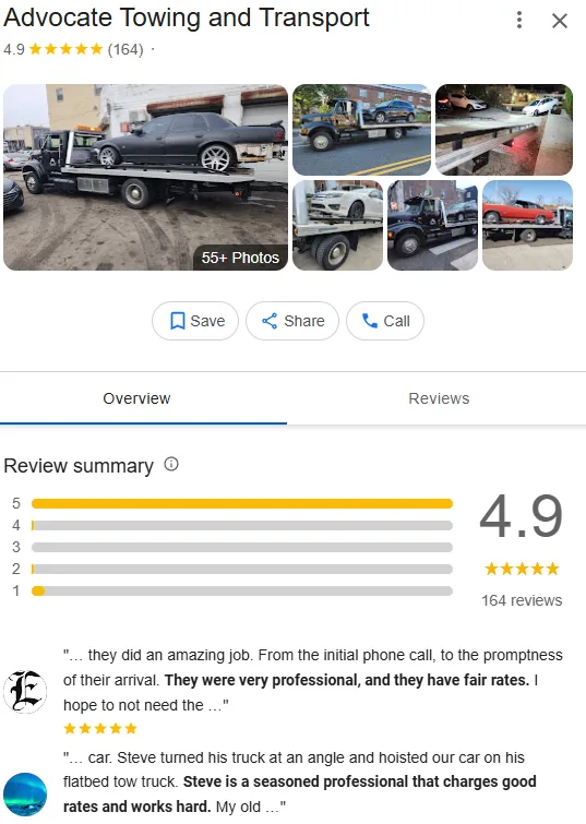 Advocate Towing and Transport Google Business Profile after