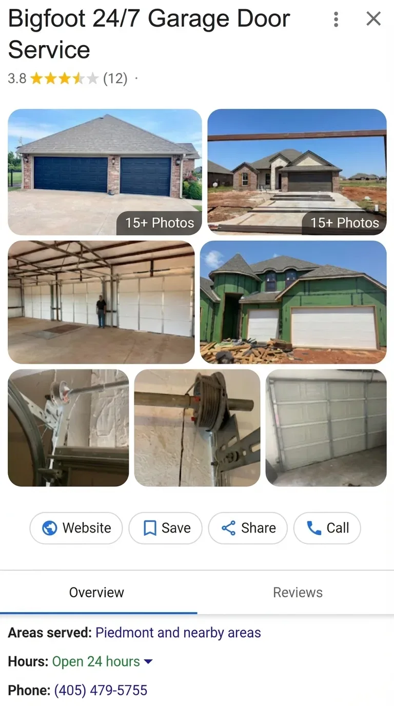 Bigfoot 24/7 Garage Door Service Google Business Profile before