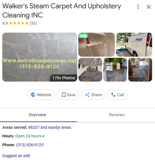 Walker's Steam Carpet & Upholstery Cleaning Google Business Profile after